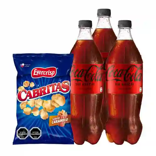 Combo Cabritas Evercrips Palomitas de Maiz Sabor a Caramelo Coca