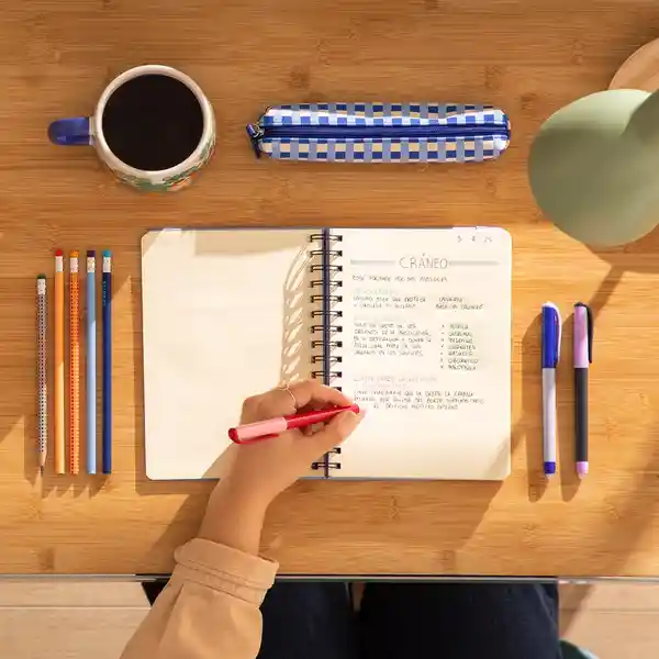 Libreta Forrada Con PU 120 Hojas Con Líneas Azul Casaideas