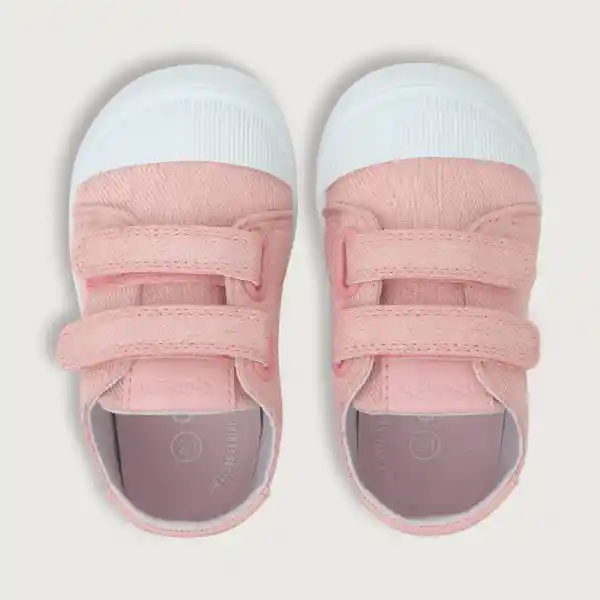 Zapatillas Urbana Lona Doble Velcro Niña Rosado Talla 19 Opaline