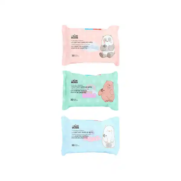 Pack Toallas Húmedas we Bare Bears Collection 4.0 20 Miniso