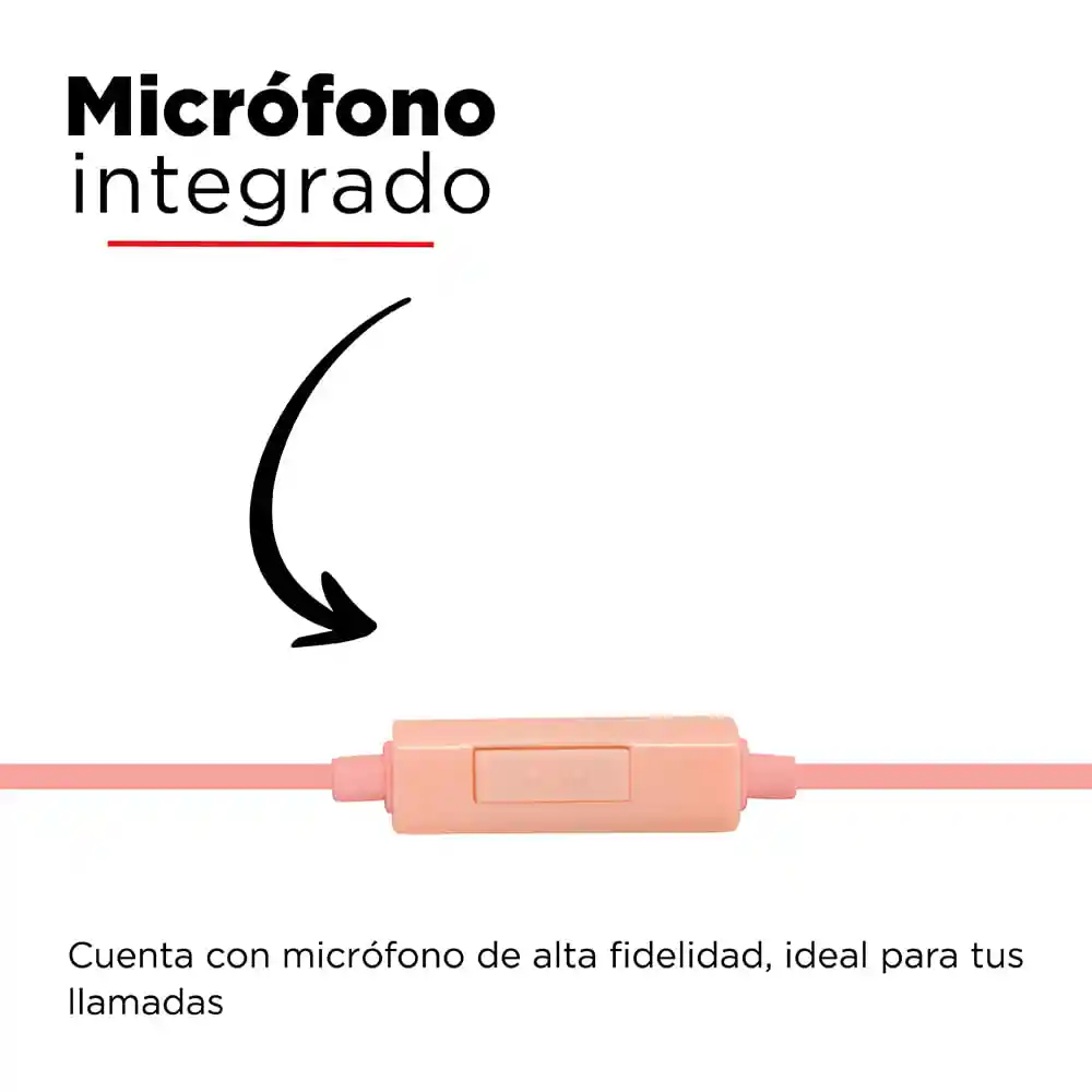 Miniso Audifonos De Cable Con Estuche En Forma De Capsula Rosa