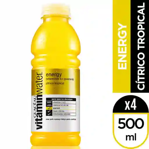 Glaceau Vitamin Water Energy Critico Tropical Botella 500 ml x4 unidades