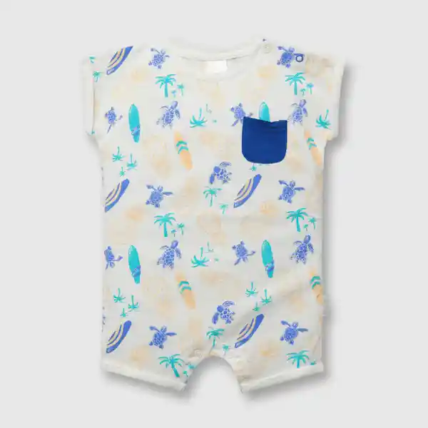 Colloky Osito Corto Surf Para Bebé Niño Blanco Talla 3