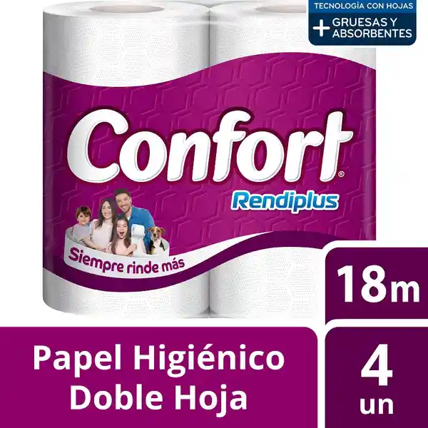 Confort Papel Higiénico Rendiplus Doble Hoja 18 m