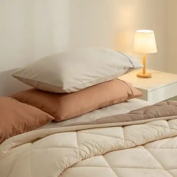 Funda de Almohada Satín 240 Hilos Beige 50 x 90 cm Casaideas