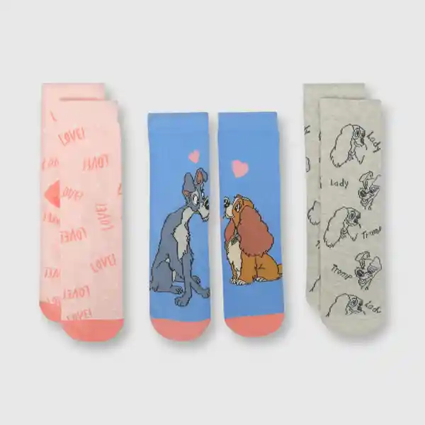 Pack Calcetines de Niña Lady And Tramp Beige Talla 34/37 Colloky