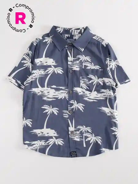 Harvest Camisa Manga Corta Visco Crudo Azul 8 V26