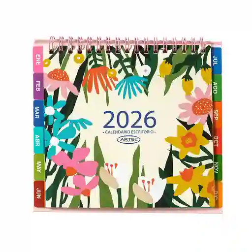 Artel Importado Calendario Escritorio Flores