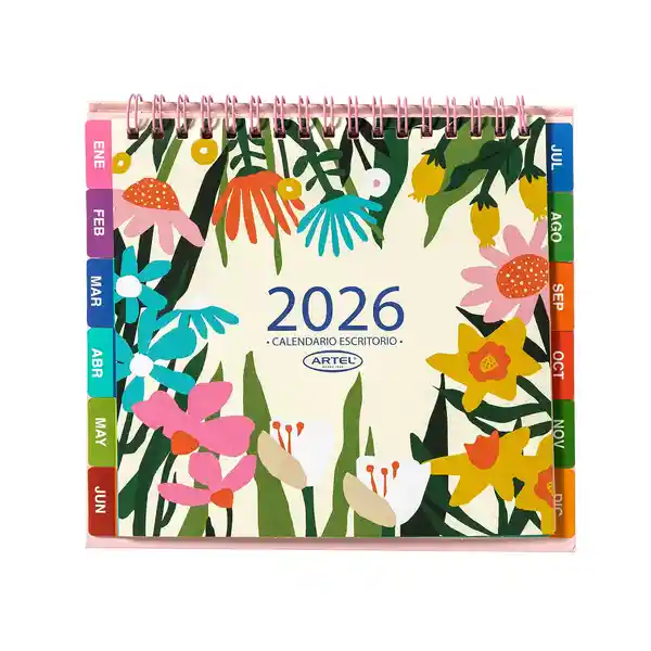Artel Importado Calendario Escritorio Flores