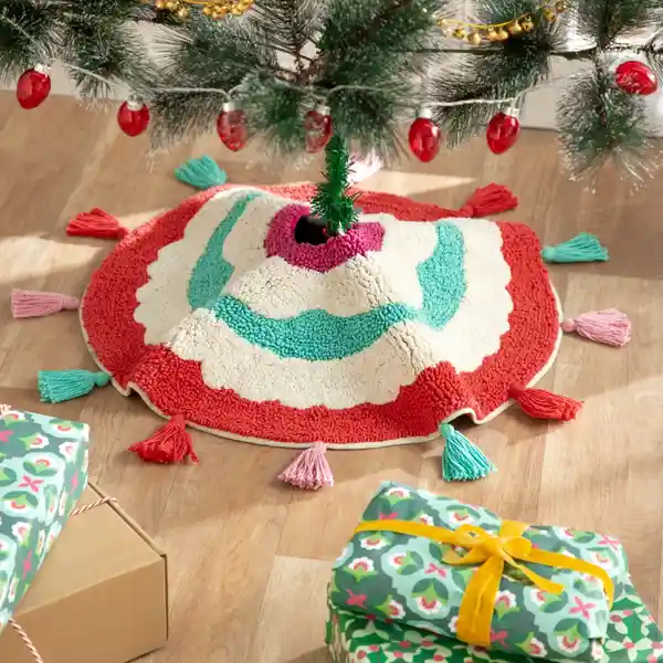 Cubre Árbol Navideño de Algodón Bordado Boucle 60 cm Casaideas