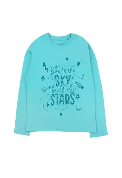 Polera Junior Strass Cosmic 368 Niña Menta Talla 10 Años Ficcus