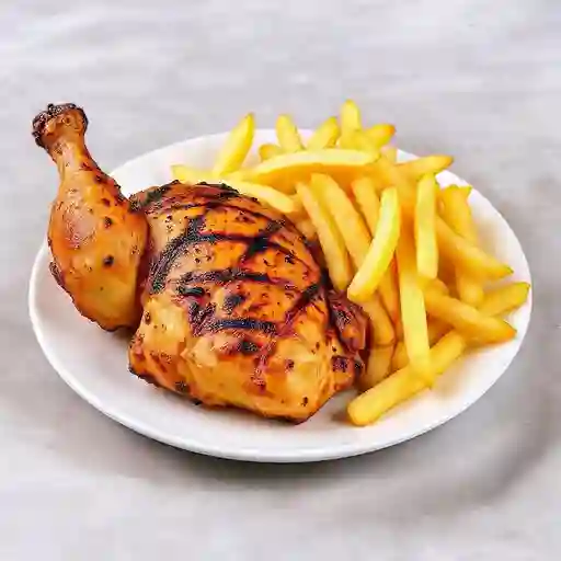 1/4 Pollo Asado Pechuga + Papas Fritas