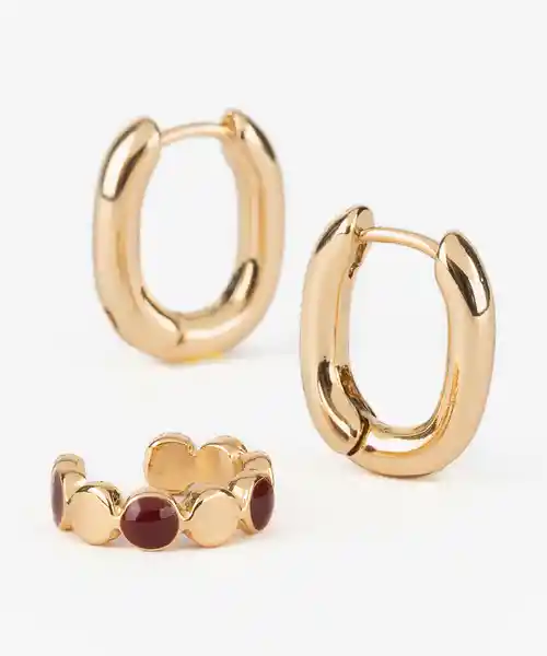 Lounge Set Aros Cuff y Argollas Dorado