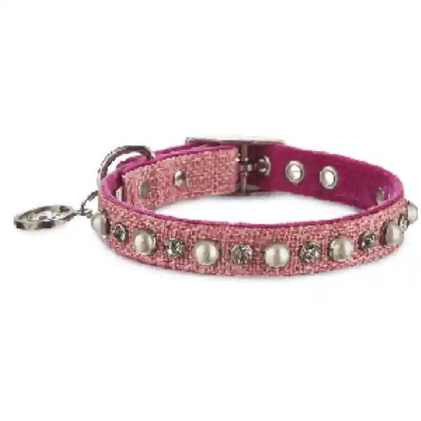 Bond & Co Collar Rosa Con Detalles de Perlas Perro