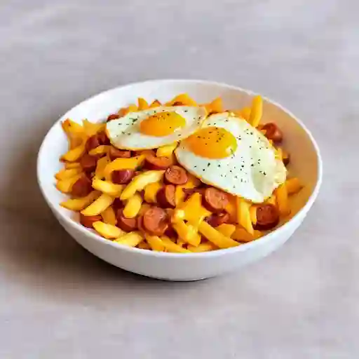 Papas Fritas Gigante (1kg) + Queso Cheddar Y Gouda + Chorizo + Huevo