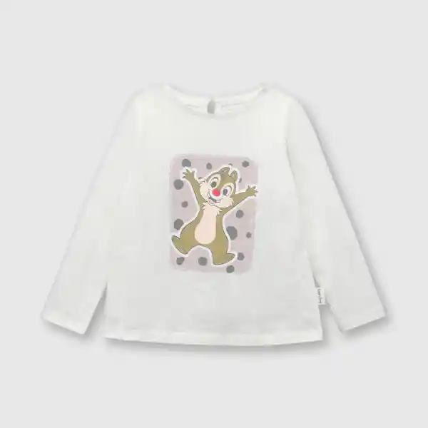 Polera Chip & Dale de Bebé Off White Talla 6M Colloky