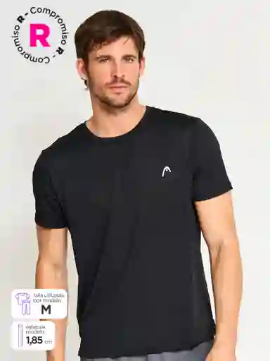 Head Polera Manga Corta Train Hombre Ttem Negro M