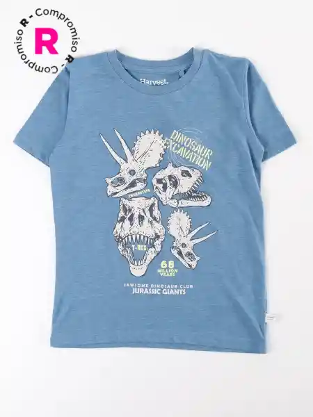 Harvest Polera Manga Corta Melaprint Azul 6 V26