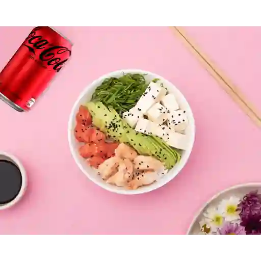 Combo salmon shrimp gohan + bebida