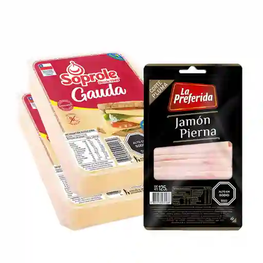 Combo la Preferida Jamon de Pierna Pluma Soprole Queso Gau