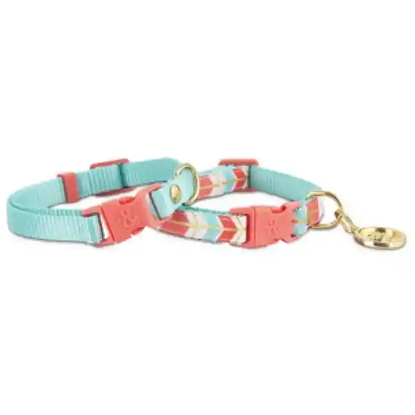 Bond & Co Set Collares Diseño Chevron Turquesa y Coral Perro