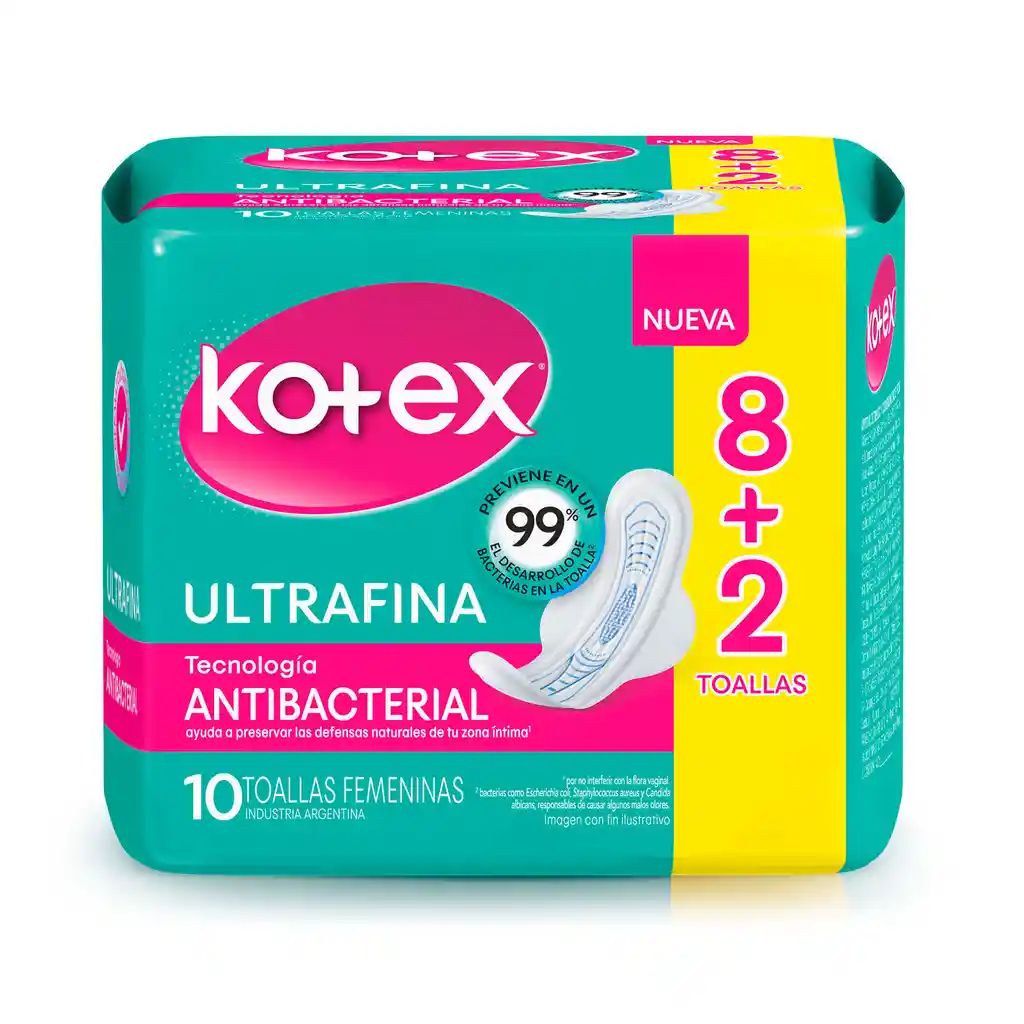 Kotex Toalla Femenina Antibacterial Ultrafina