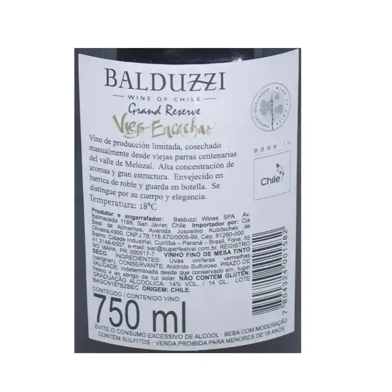 Balduzzi Viejo Encachao Gran Reserva Carignan