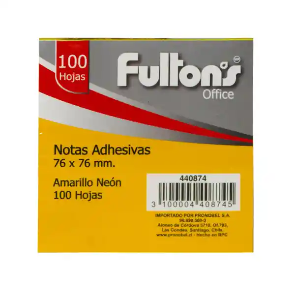 Fultons Nota Adhesiva Amarilla Neón