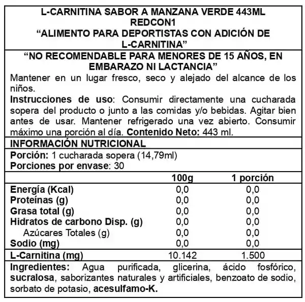 Redcon1 Suplemento L-Carnitine 30 Serv (1500 mg)
