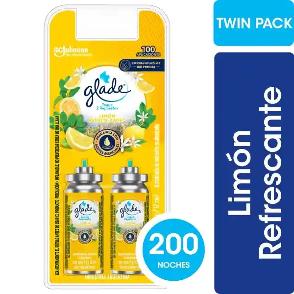Aromatizante Ambientes Glade Limón Repuesto Pack 9 g x 2 Und