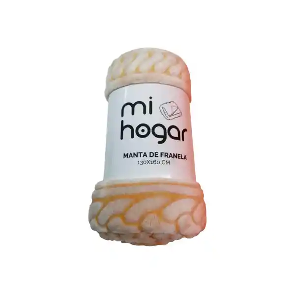 Mi Hogar Manta de Franela Trenzada Beige 130 x 160 cm