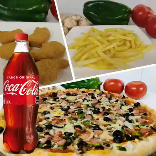 Pizza Mediana + Nuggets + Papas + Bebida
