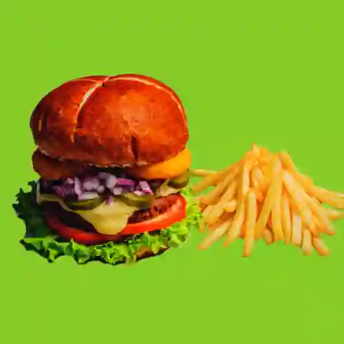 Burger Vegan Spicy + Papas Fritas