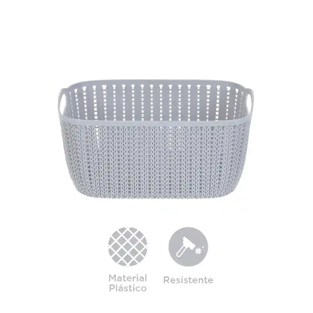 Miniso Caja De Almacenamiento Rectangular Trenzado Pequeña Gris