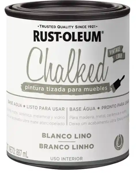 Rust Oleum Pintura Chalked Tizada Base Agua Blanco Lino