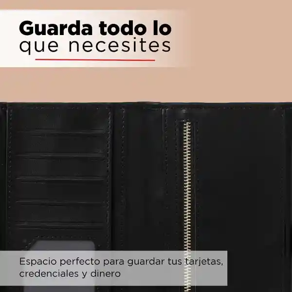 Miniso Billetera Larga Con Cierre Metálico Negro Catch