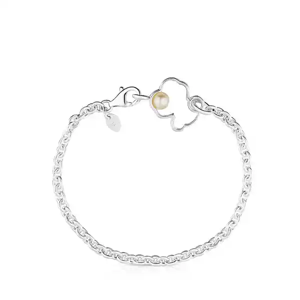 Tous Pulsera Silueta de Plata Con Perla