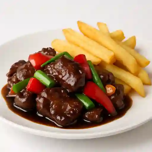 Carne de cantone con papa fritos