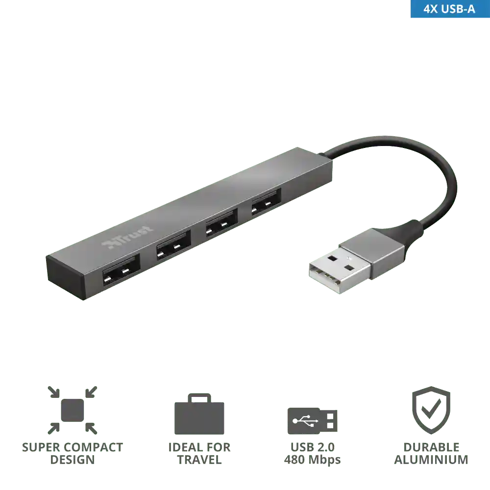 Trust HUB Mini Concentrador USB 4 Puertos