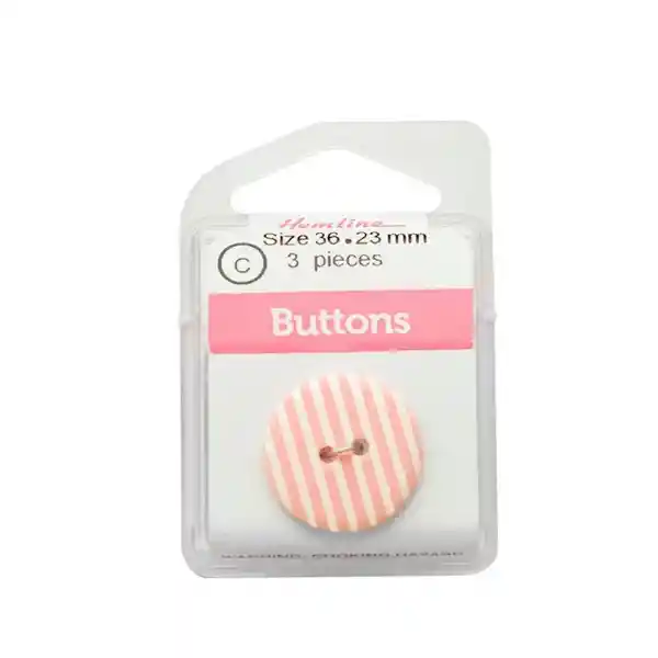 Botón Plástico Líneas Rosado 23 Mm 3 D Hb02136.15 23 Mm 3