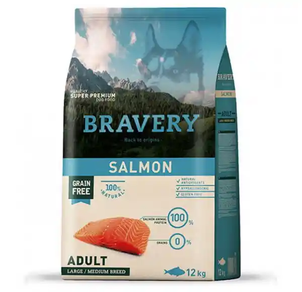 Bravery Alimento Para Perro Adulto Salmón Raza Mediana