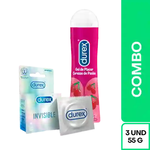 Combo Durex Condón Invisible + Lub Cherry