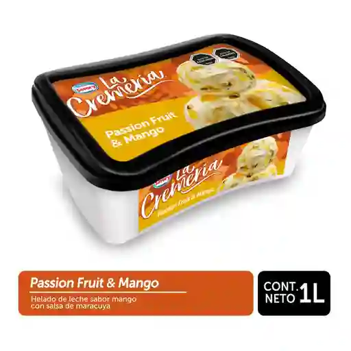 Savory-La Cremeria Helado de Leche Sabor Mango con Salsa de Maracuyá