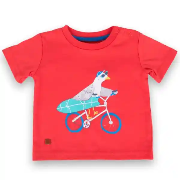 Polera Manga Corta Bebé Niño Rojo Pillín Talla 3 M