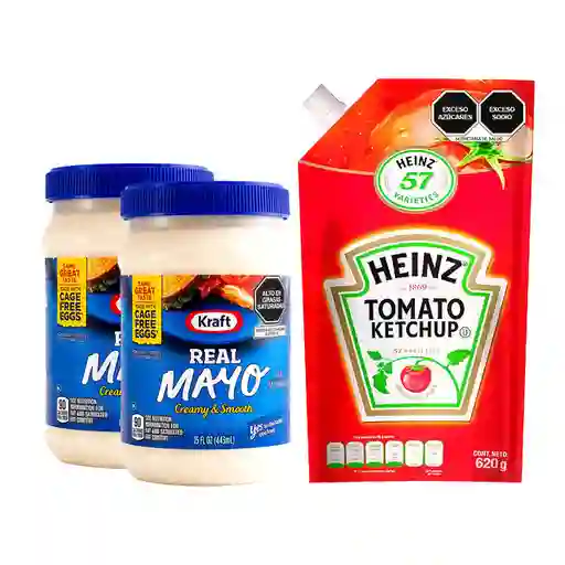 Combo Heinz Salsa de Tomate Ketchup Kraft Mayonesa Real