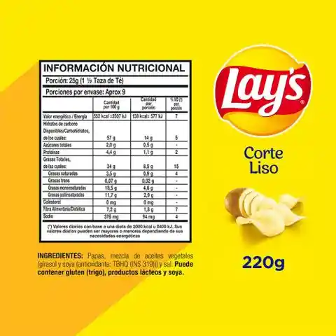 Lays Papas Fritas Corte Liso