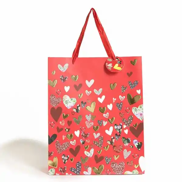 Feco Bolsa de Regalo Corazones Dorado Grande