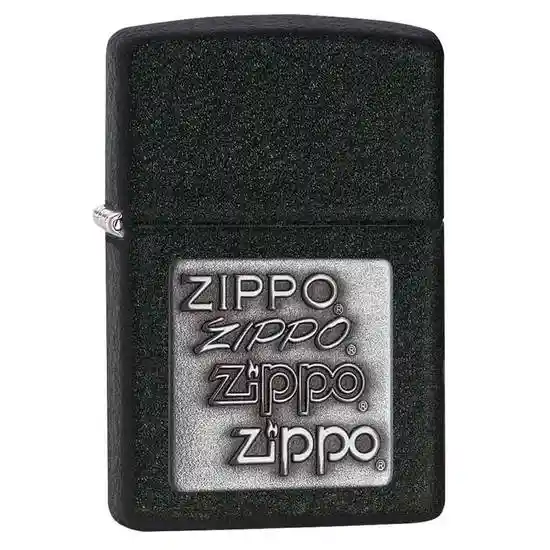 Zippo Encendedor Lighter Black Crackle Silver Logo Negro