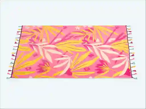 Tatienne Toalla Playa Flecos Hojas Rosa