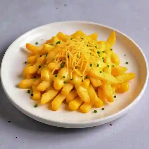 Ppapas Fritas + Queso Cheddar + Ciboulette + Cremoso Choclo